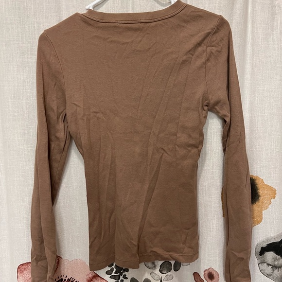 Michael Stars tan taupe long sleeve shirt size 0 S Made in USA - Picture 10 of 11
